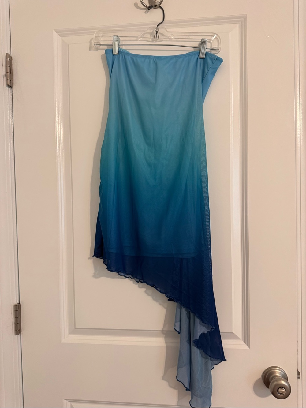 SHEIN Ombre Strapless Asymmetrical Blue Dress